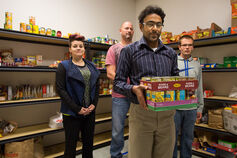 A group of people at the IU Kokomo Cougar Cupboard.